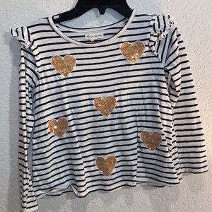 Heart sequin appliqué long sleeve